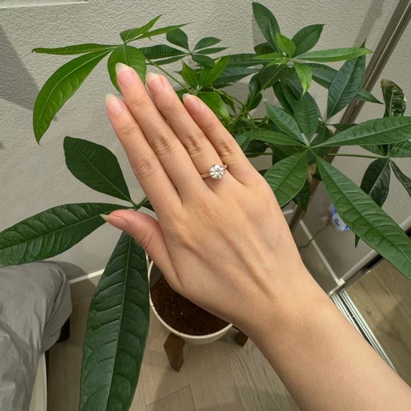 Charles and Colvard Engagement 14k Rose Gold Ring - Picture 4 of 8